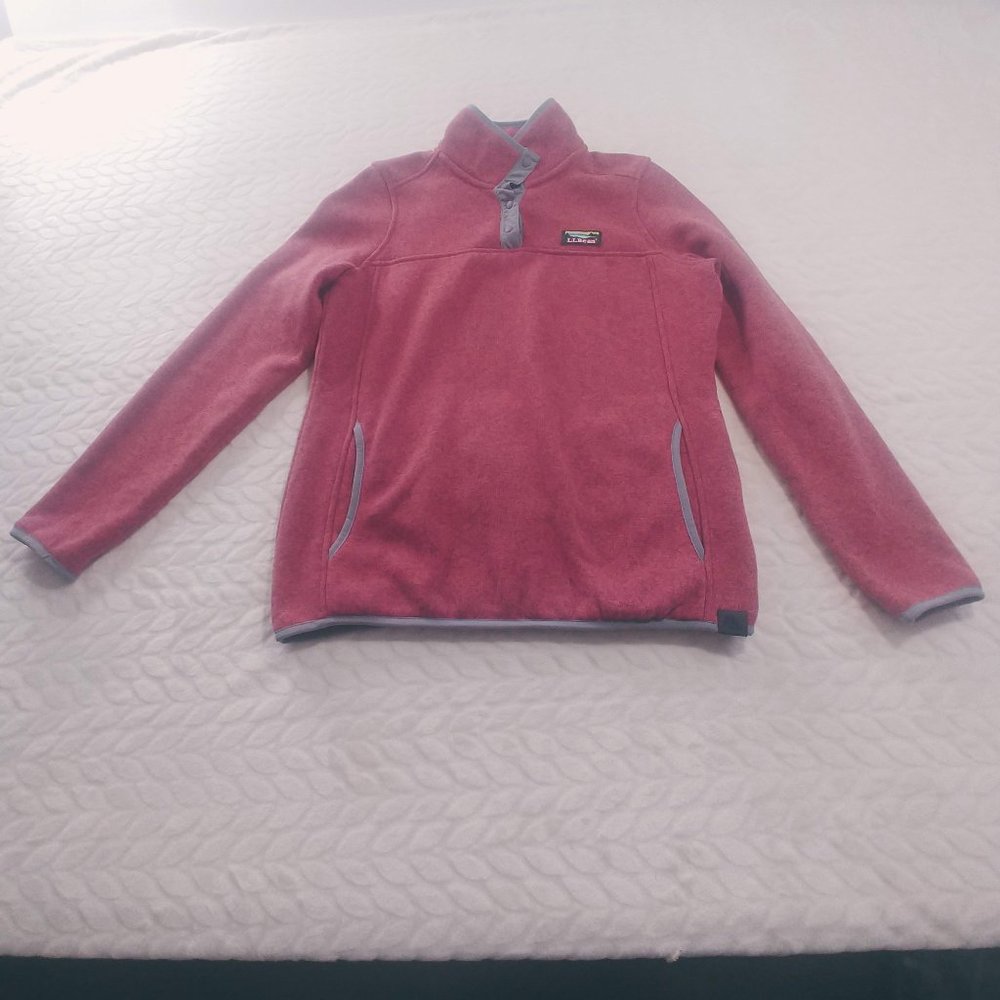 L.L. Bean Womens Sweatshirt XS Sweater Long Sleeve Fleece Lined Top Snapped